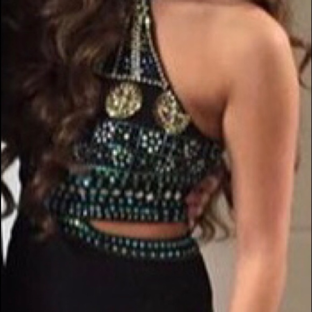 2 piece black and beaded top gown.